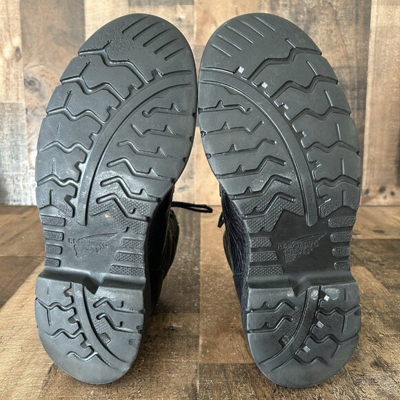 Red Wing 923 Black Plain Toe Lace Up Work Boots Mens 10.5 EE - Picture 3 of 12